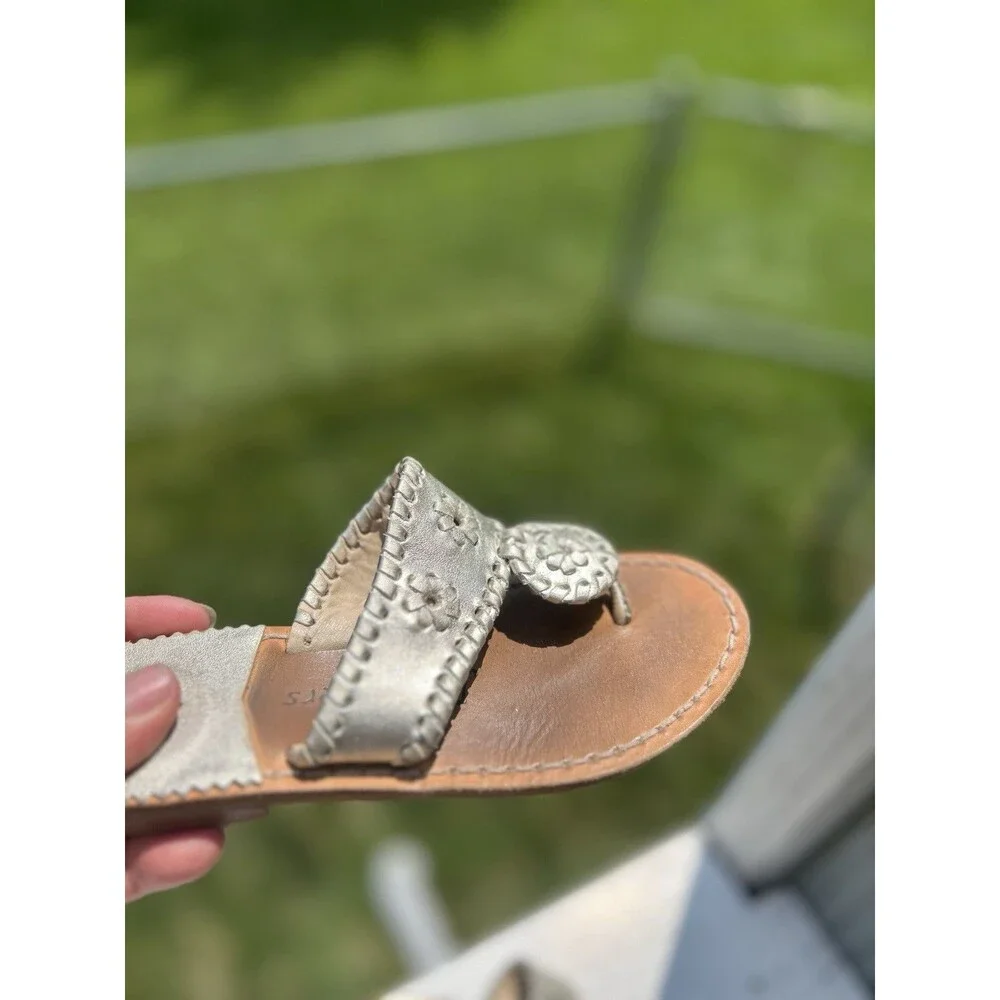 Jack Rogers Miss Hamptons Girls Metallic Gold Leather Sandals Size 13